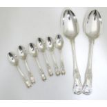 A pair silver plated King's pattern table spoons, together with a set of 6 silver plated teaspoons
