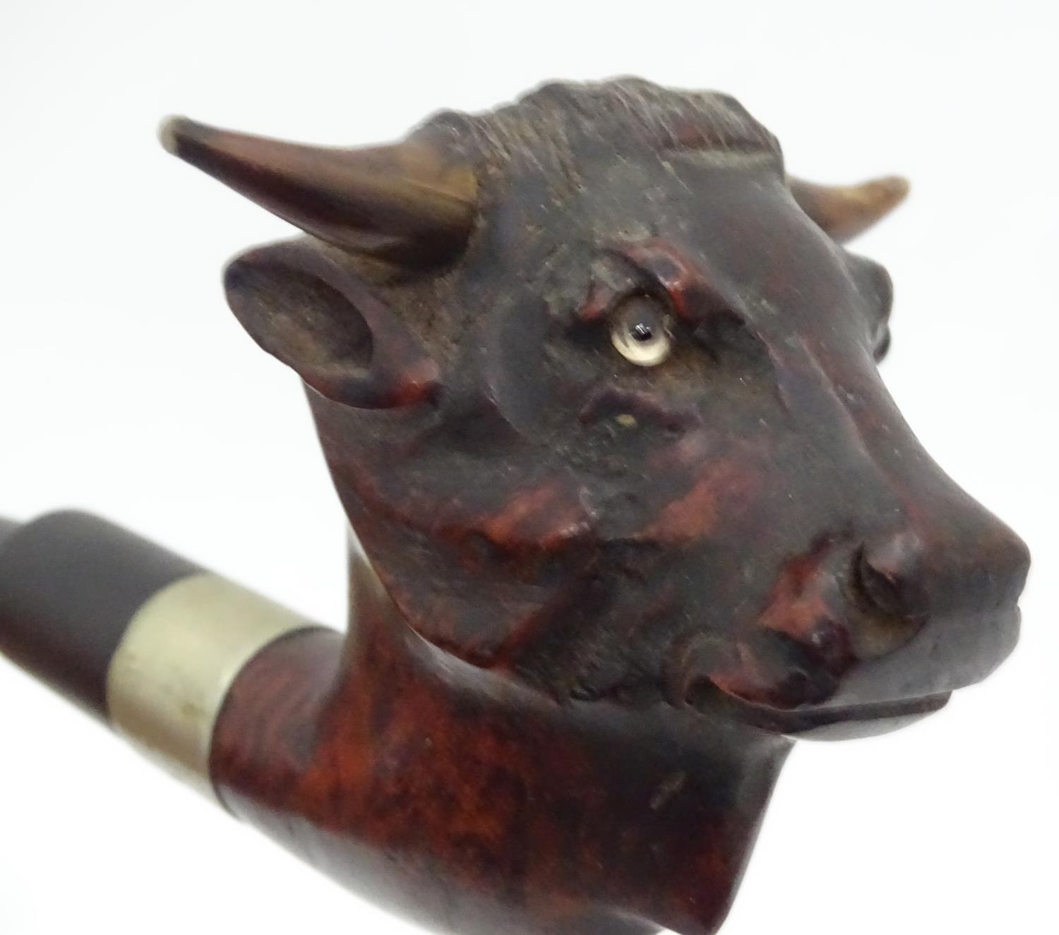 A Briar smoking pipe, the bowl formed as a buffalo stamped RAOB (Royal Antediluvian Order of - Image 4 of 6