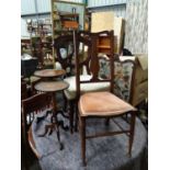 A quantity of assorted furniture comprising a gilt framed mirror, a carved fire screen with inset