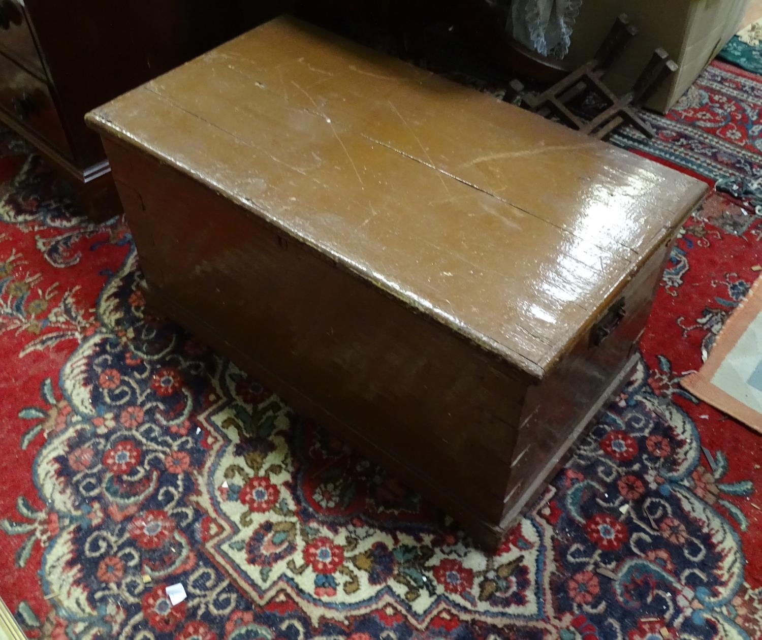 A brown painted pine trunk / chest Please Note - we do not make reference to the condition of lots - Image 2 of 7