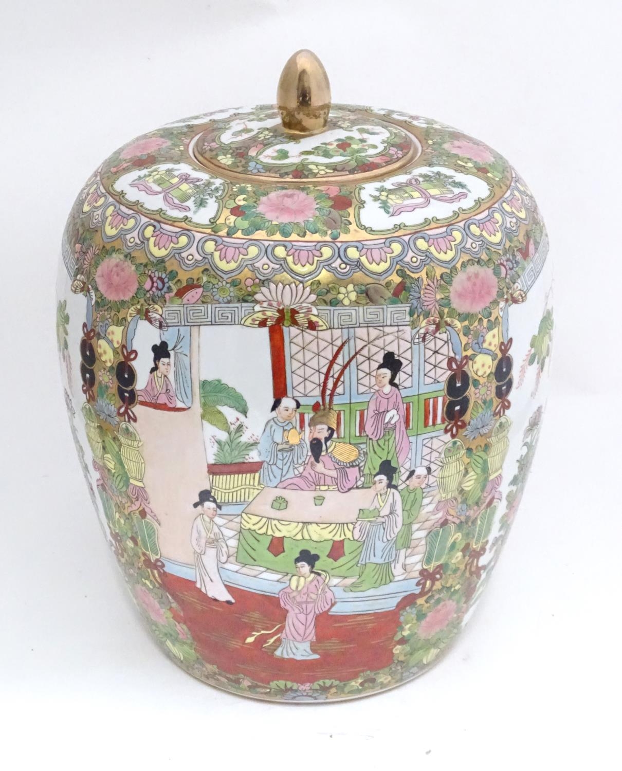 A large Oriental pot and cover Please Note - we do not make reference to the condition of lots