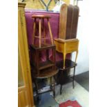 Assorted furniture comprising stool, nest of two occasional tables, pie crust occasional tables,