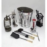 A quantity of fire tools, metal ware etc. Please Note - we do not make reference to the condition of