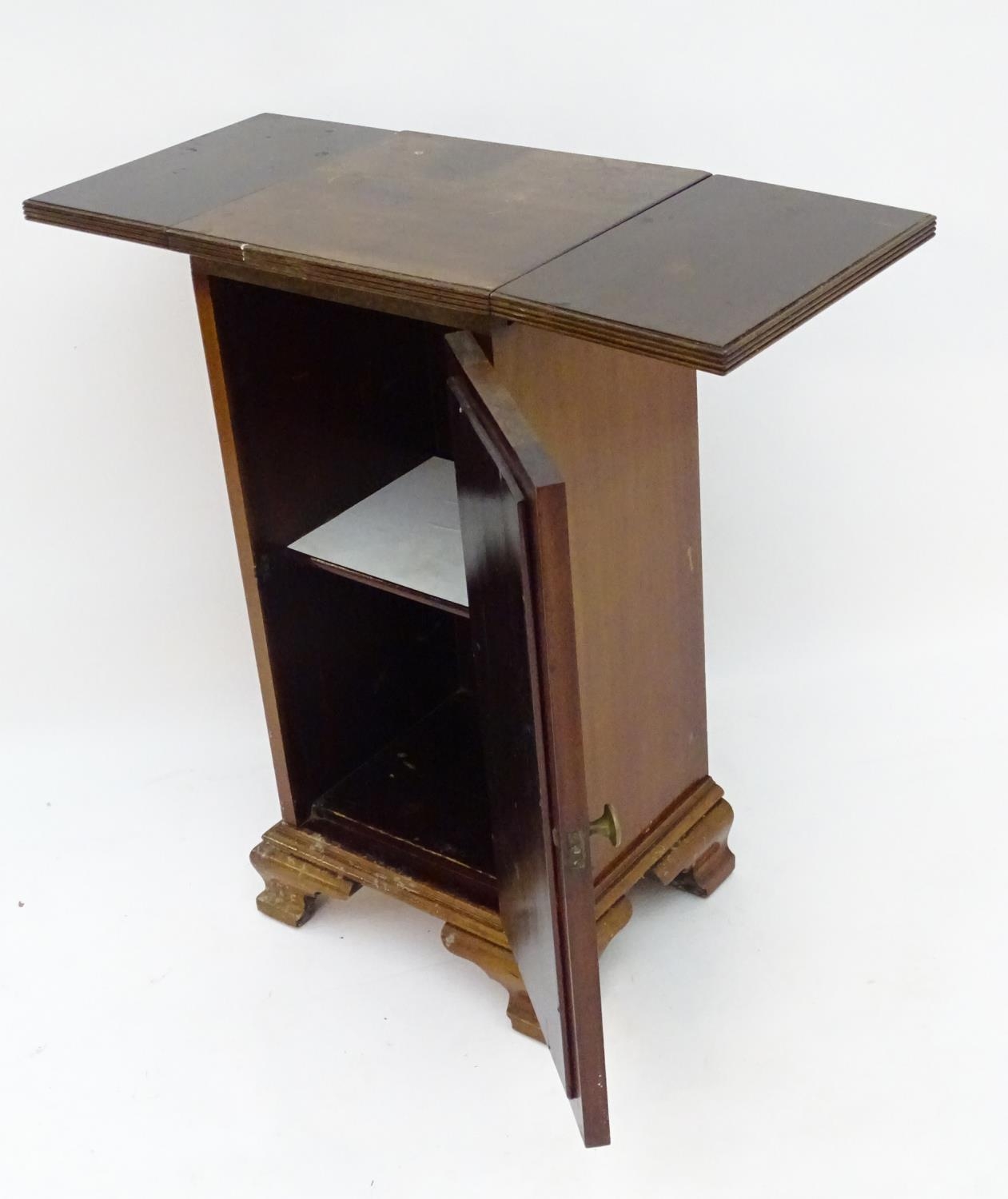 A mahogany bedside / pot cupboard with drop flap top Please Note - we do not make reference to the - Image 4 of 6