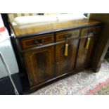 A late 20thC mahogany inlaid sideboard. Together with mahogany inlaid corner cupboard (2) Please