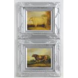 After John Vine (1808-1867), Colour prints, A pair, Portrait of a prize cow in a landscape.