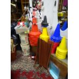 A large quantity of dog training equipment, comprising rubber matting, cones, folding fences, balls,