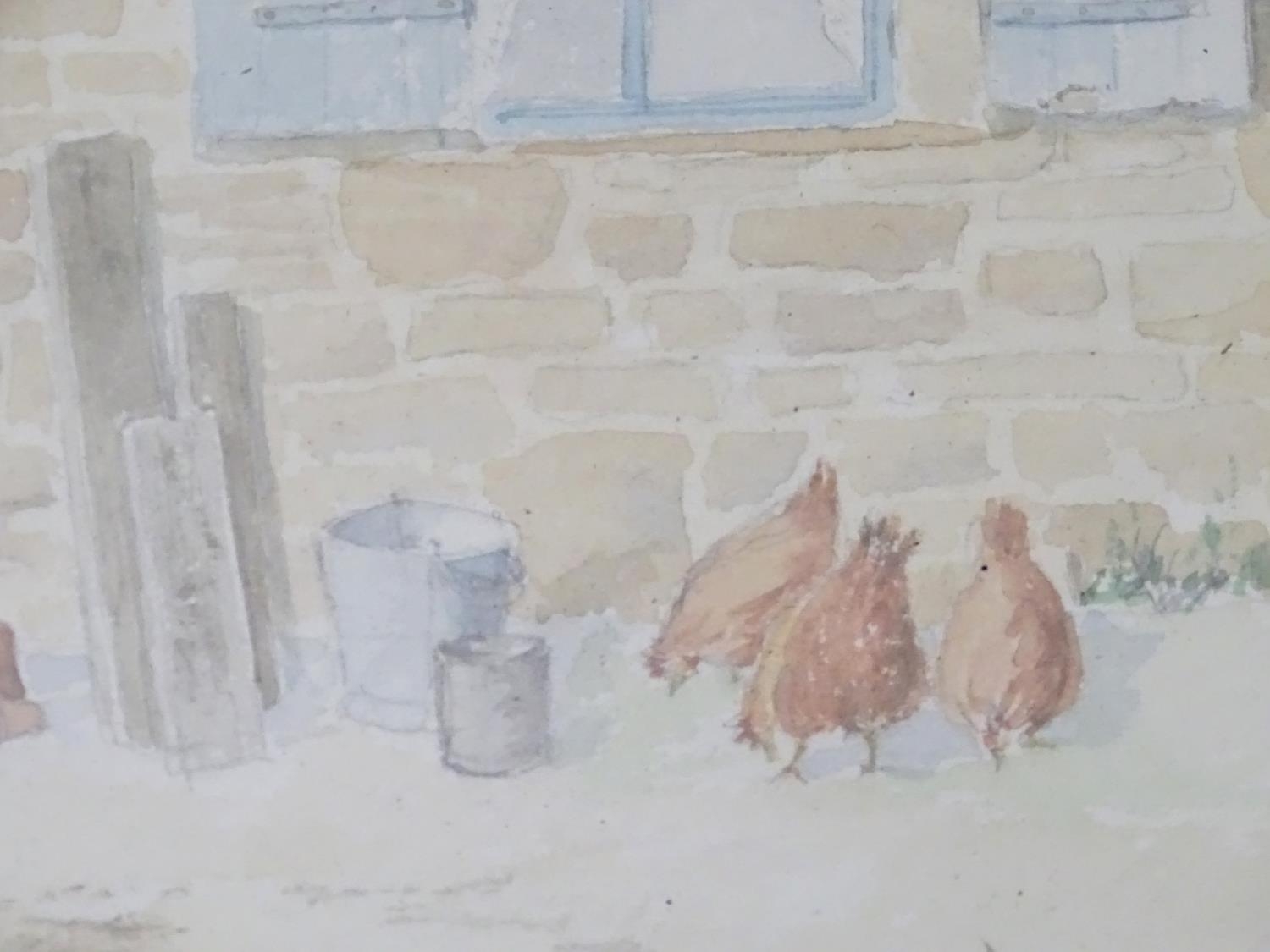A watercolour depicting chickens in a barnyard, signed P. Tunnicliffe Please Note - we do not make - Image 5 of 6
