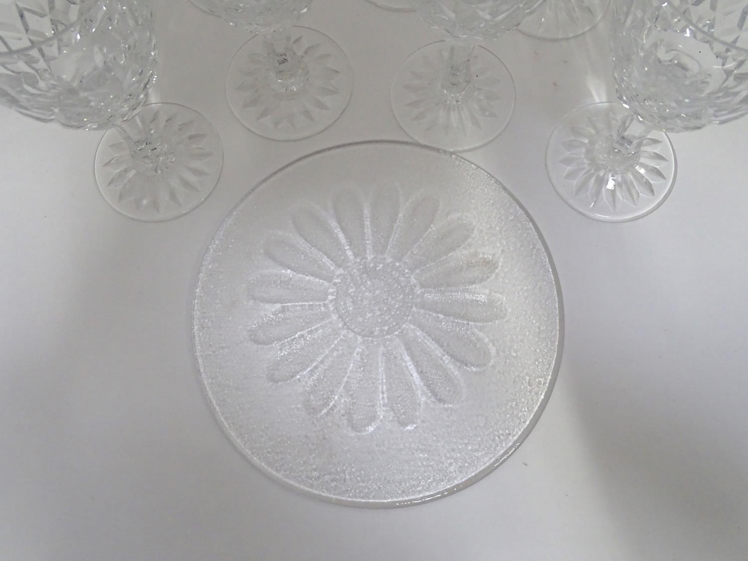 Dartington crystal platter together with 7 cut crystal wine glasses (8) Please Note - we do not make - Image 4 of 4