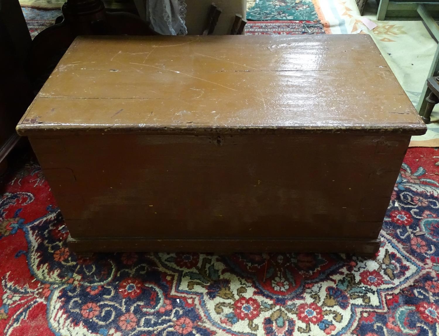 A brown painted pine trunk / chest Please Note - we do not make reference to the condition of lots - Image 7 of 7