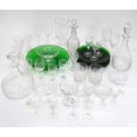 A quantity of assorted glassware to include decanters, drinking glasses, bowls etc Please Note -