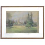 Margaret Lightbody, 20th century, Pastel on paper, A view of Christchurch Meadow, Oxford. Signed