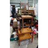 An Arts & Crafts dining chair, together with a stool, and a trolley (3) Please Note - we do not make