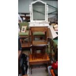 An assortment of furniture comprising dressing table mirror, dressing table mirror, sewing box, nest