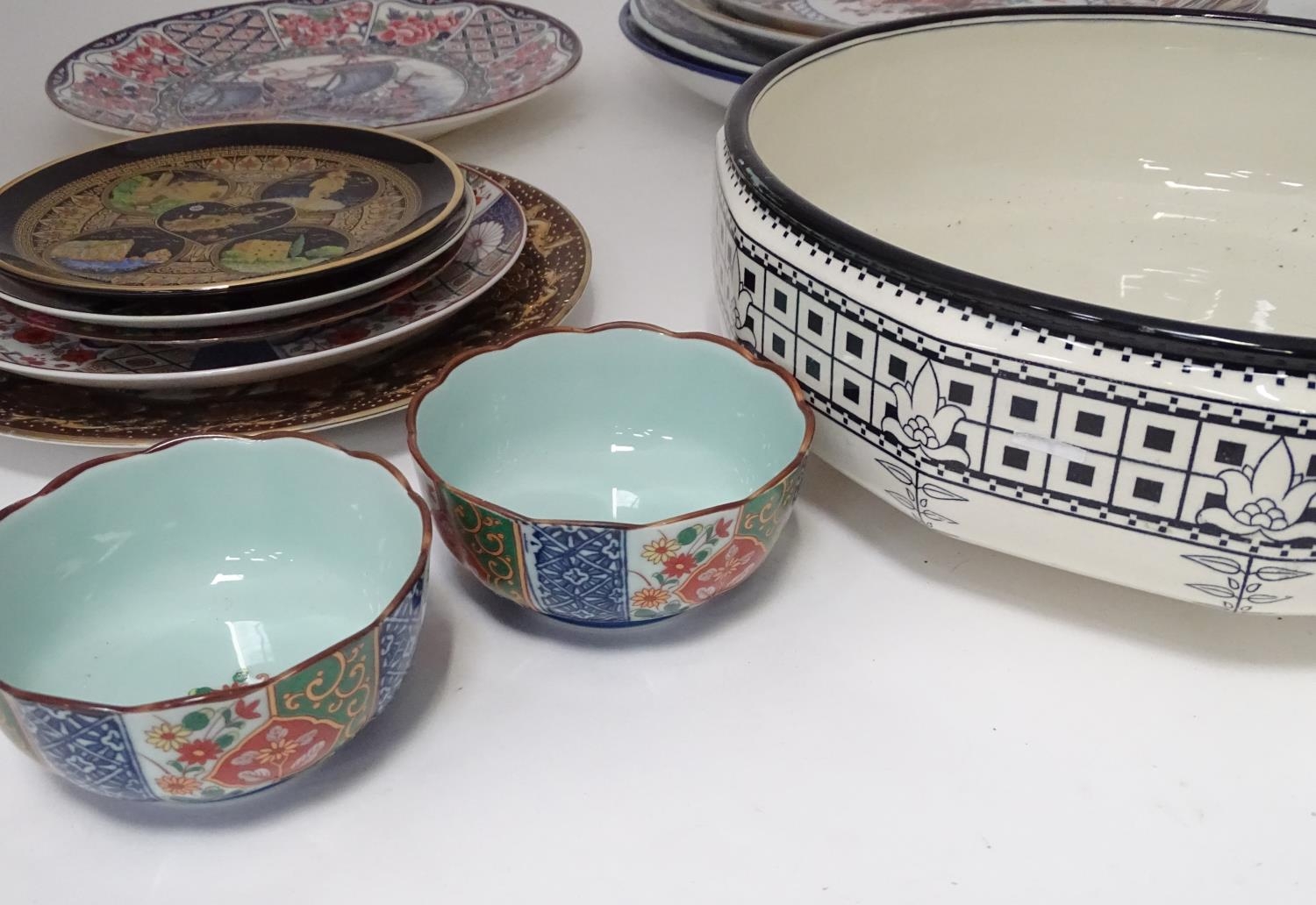 A quantity of assorted ceramics to include chargers, large wash bowl, Oriental bowls, vase, etc. - Image 4 of 26