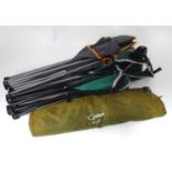 A quantity of camping equipment to include a folding table, a gas burner, chairs etc. Please