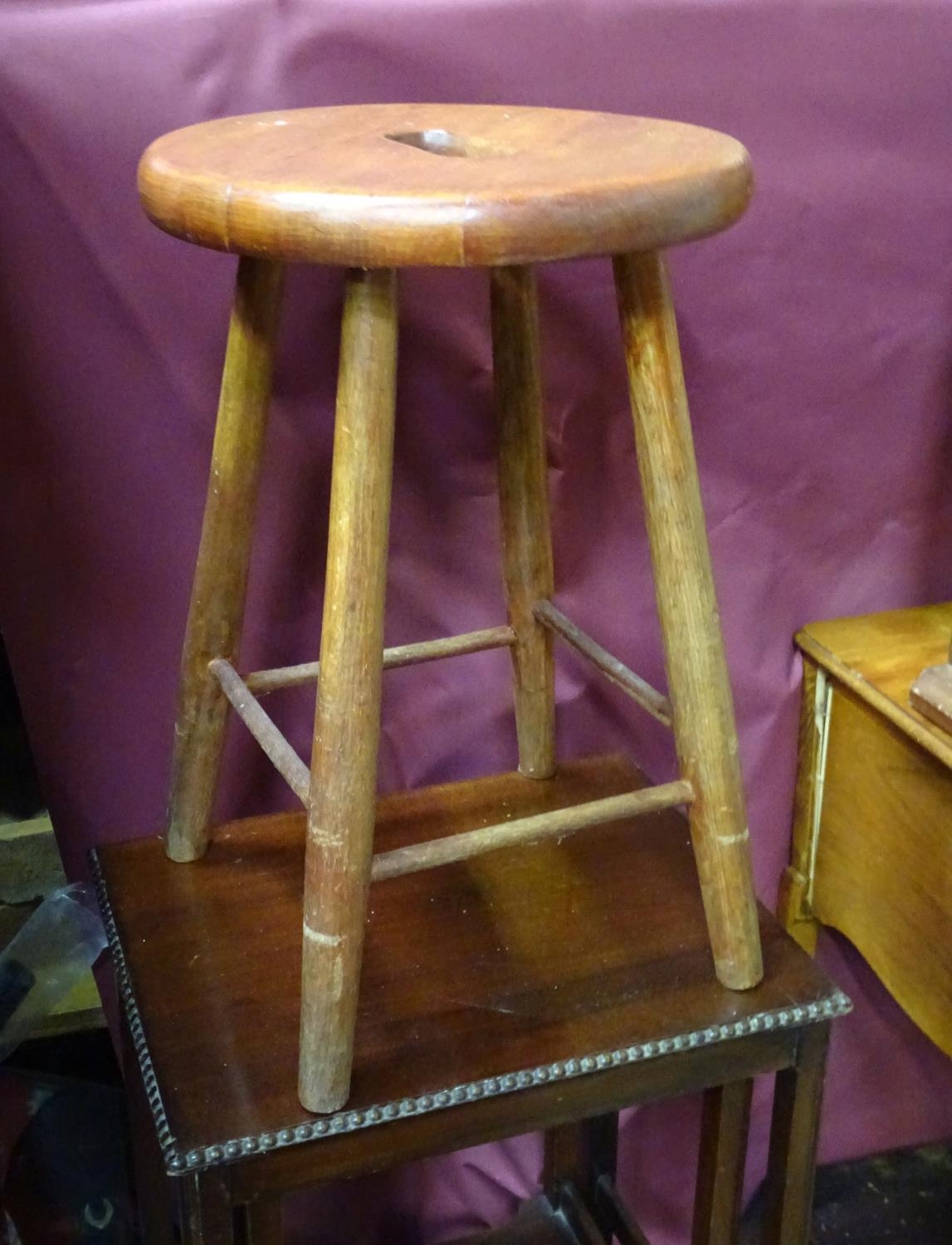 Assorted furniture comprising stool, nest of two occasional tables, pie crust occasional tables, - Image 3 of 7