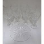 Dartington crystal platter together with 7 cut crystal wine glasses (8) Please Note - we do not make