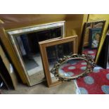 Four assorted mirrors, two with gilt frames (4) Please Note - we do not make reference to the