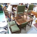 A Gordon Russell mid century dining table and 6 chairs - stamped ' Russell of Broadway ' Please Note