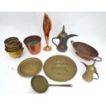 A quantity of brass and copper items Please Note - we do not make reference to the condition of lots