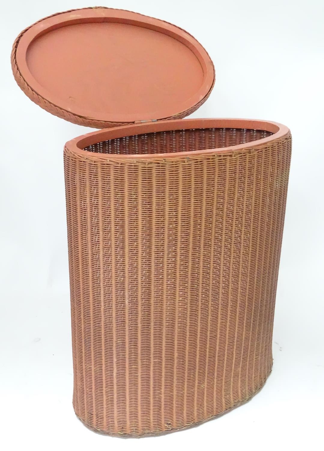 A Lloyd Loom style linen basket of oval form Please Note - we do not make reference to the condition - Image 3 of 7