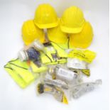 A quantity of health and safety equipment to include hard hats, safety glasses, hi vis vests etc.
