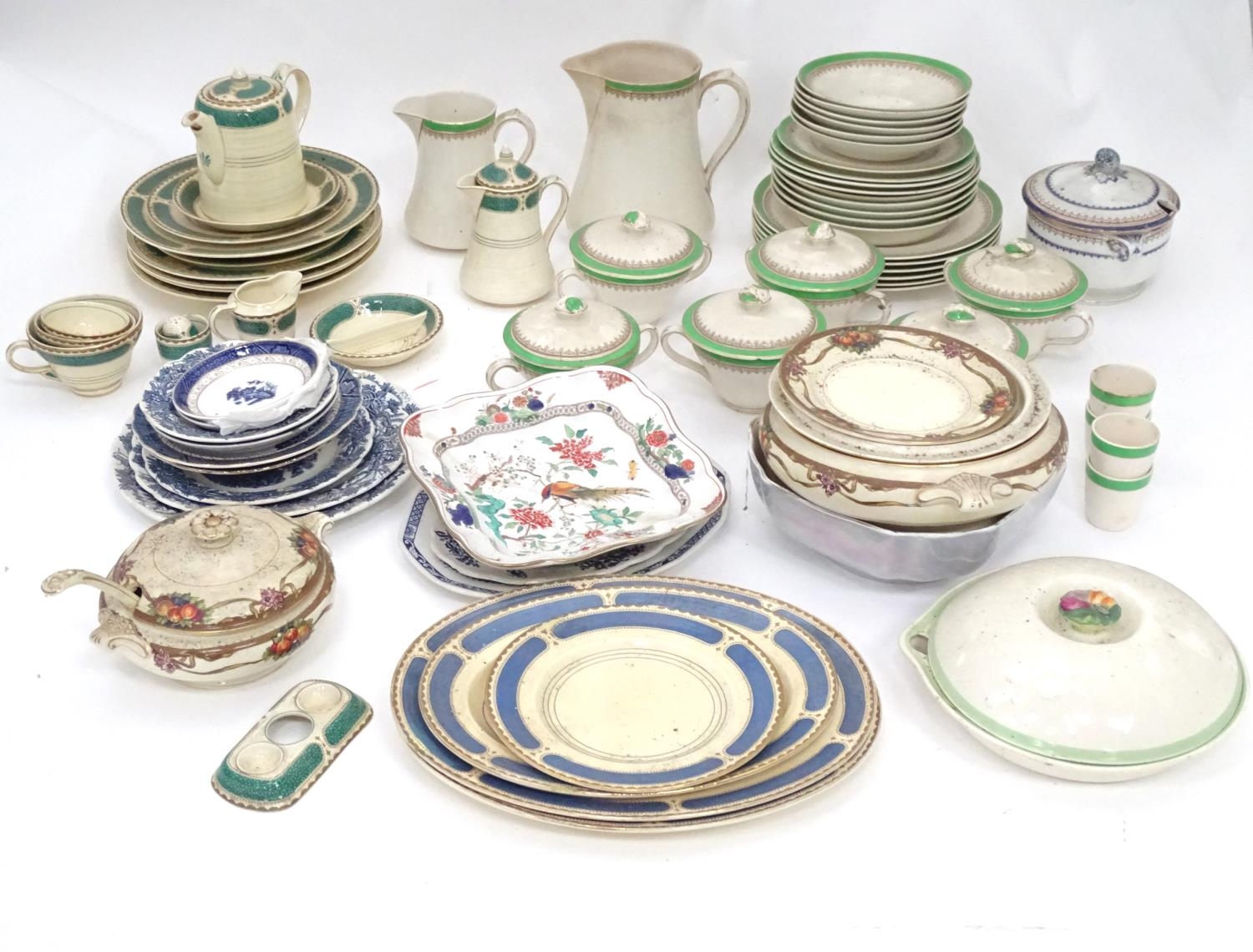 A large quantity of assorted Booths china to include patterns Real Old Willow, Ribbed stoneware,