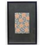 Oriental School, 20th century, Colour block print, A repeating flower and stylised star fabric
