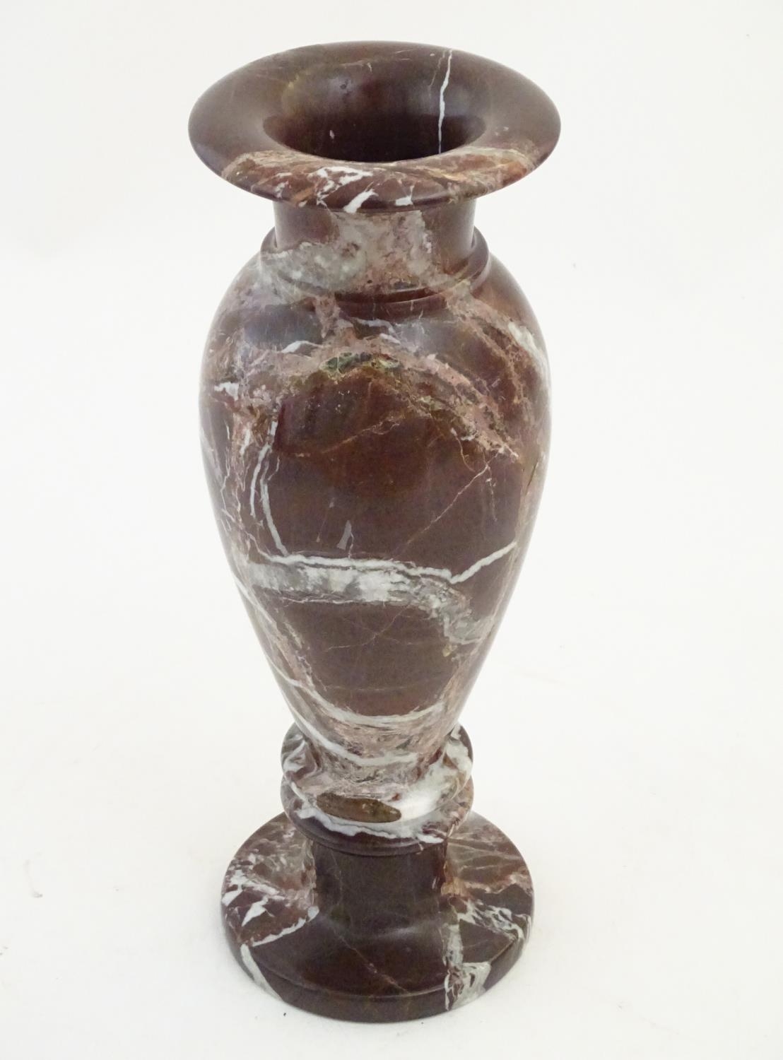 A late 19thC turned marble vase of baluster form. Approx. 11 3/4" high Please Note - we do not - Image 11 of 22