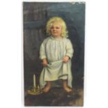 19th / 20th century, Oil on canvas, Bedtime, A portrait of a young girl in a nightdress with a