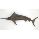 A 20thC cast bronze sculpture modelled as a swordfish. Approx. 19 1/2" long Please Note - we do