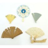A quantity of 19th and 20thC fans to include an Oriental fan with 19 sticks, a lace example, etc.