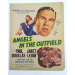 A 20thC film poster printed on card for the 1951 film Angels in the Outfield, starring Paul