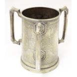 Military Interest : A silver plate trophy tyg with cut glass base. Engraved K Co 2 VB DCLI (
