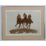 Peter Howell, 20th century, Limited edition coloured lithograph, no. 142/200, Horse racing. Signed