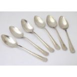 A set of six silver teaspoons, hallmarked Sheffield 1933, maker Viner's Ltd. Approx. 4" long (4)