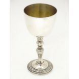 A silver goblet with fruiting vine decoration, hallmarked London 1972, maker Garrard & Co. Ltd.
