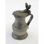 A 19thC pewter miniature tappit hen / jug, the lid with acorn decoration, stamped underside ' I:C: