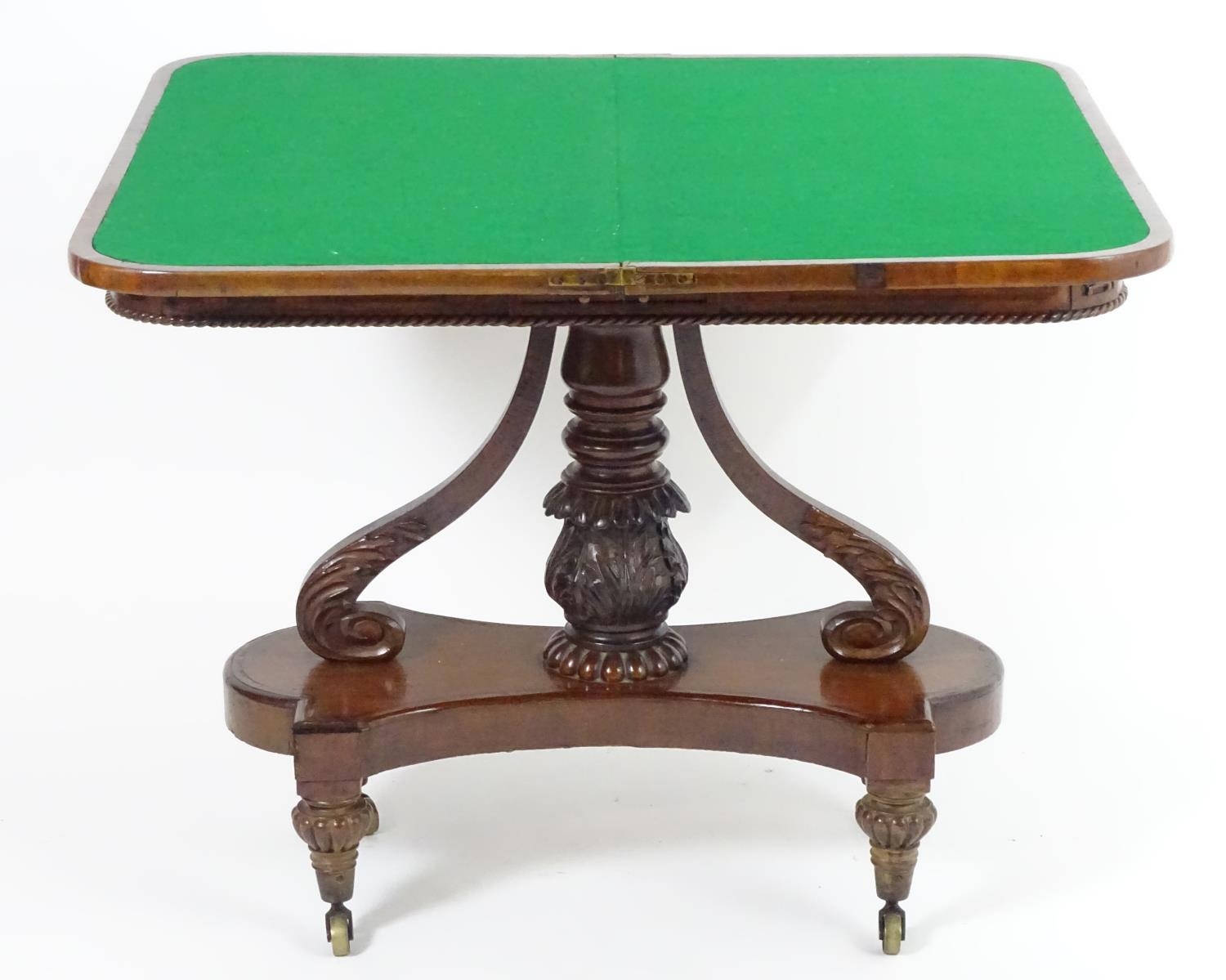 An early / mid 19thc Scottish platform card table with a mahogany and rosewood crossbanded top, - Image 10 of 10