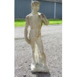 Garden & Architectural, Salvage: a 20thC reconstituted stone statue formed as Michaelangelo's David,