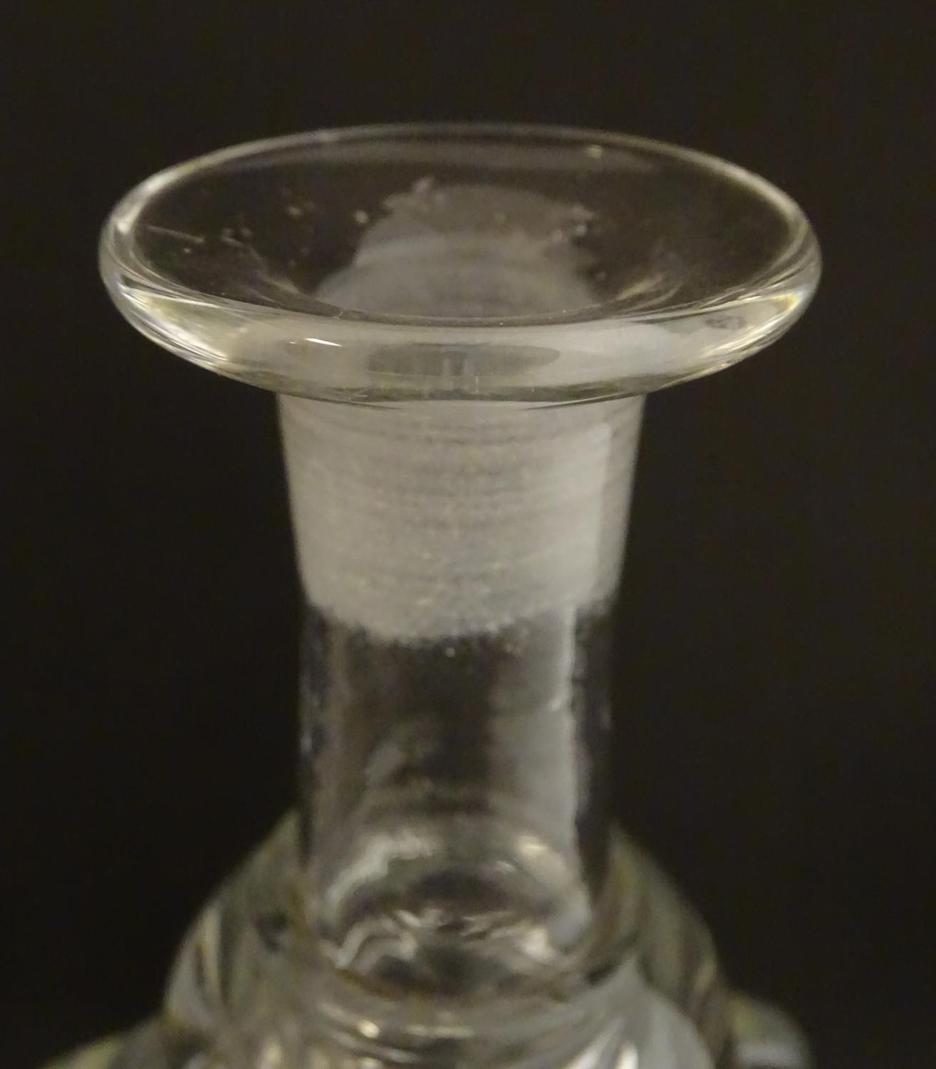 Three various glass decanters and stoppers. the largest 12 3/4" high overall (3) Please Note - we do - Image 6 of 8