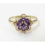A 9ct gold ring set with amethyst. Ring size L Please Note - we do not make reference to the