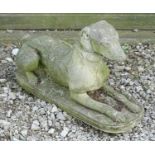 Garden & Architectural, Salvage: a 20thC reconstituted stone statue of a sejant long dog,