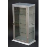 A late 20thC glazed medical / display cabinet, the steel frame with single door enclosing three