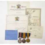 Militaria: A WWI / First World War / World War 1 medal group awarded to 43914 Pte. F J Osborne,