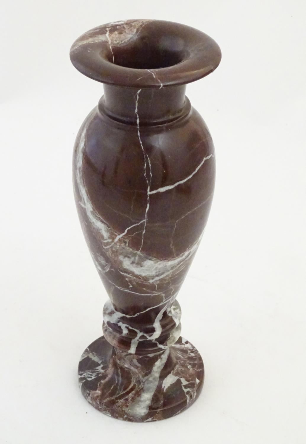 A late 19thC turned marble vase of baluster form. Approx. 11 3/4" high Please Note - we do not - Image 7 of 22