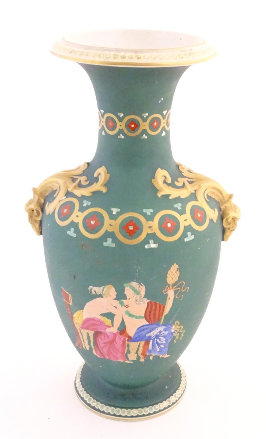 A Prattware baluster vase with Classical decoration depicting a Roman gladiator and chariot etc. - Image 2 of 12