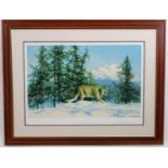 After David Shepherd (1931-2017), Limited edition print no. 65/350, Mountain Lion. Facsimile