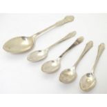 A set of four silver teaspoons, hallmarked London 1929, maker Josiah Williams & Co. Approx. 3 3/4"
